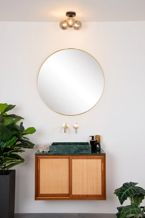 Lucide TRUDY - Plafonnière Badkamer - Ø 28 cm - 3xG9 - IP44 - Zwart - sfeer 1